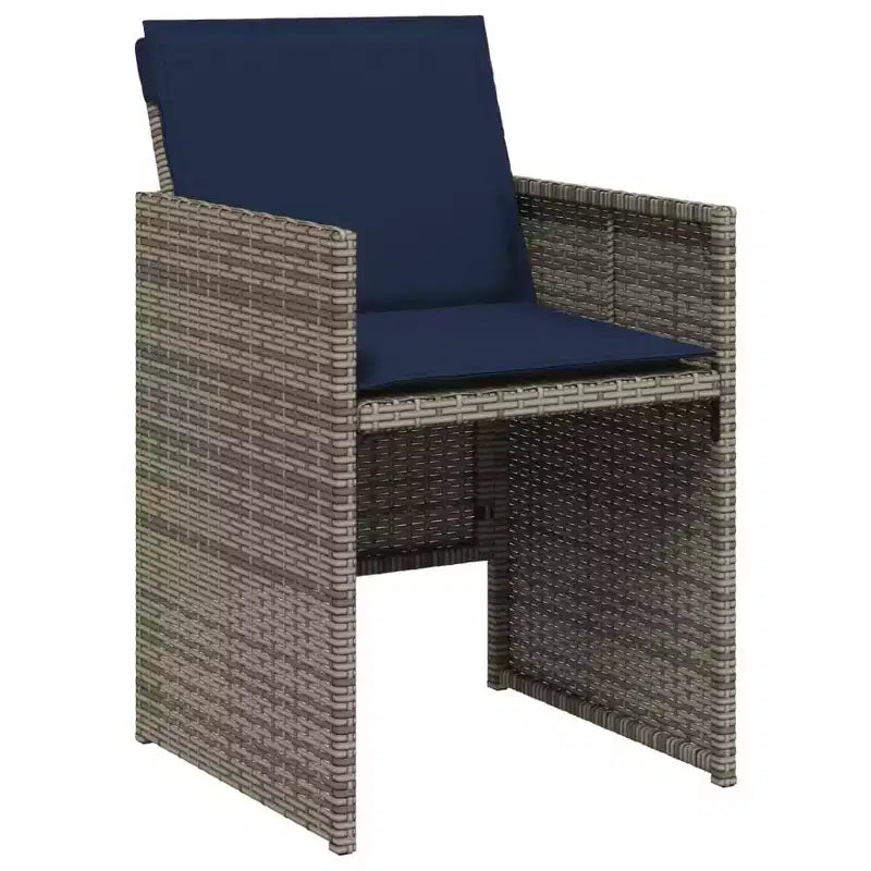 Set da pranzo per patio vidaXL con cuscini, tavolo e sedie da giardino, in polyrattan grigio