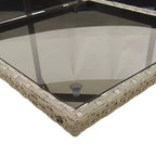 Set da pranzo per patio vidaXL con cuscini, tavolo e sedie da giardino, in polyrattan grigio