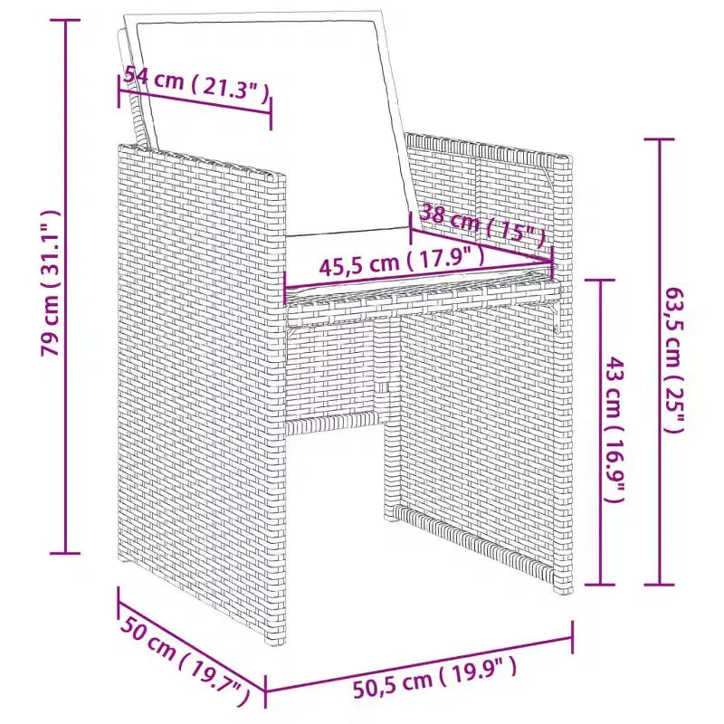 Set da pranzo per patio vidaXL con cuscini - Set da 11 pezzi in polyrattan grigio per giardino, tavolo e sedie da esterno, salvaspazio, piano in vetro temperato