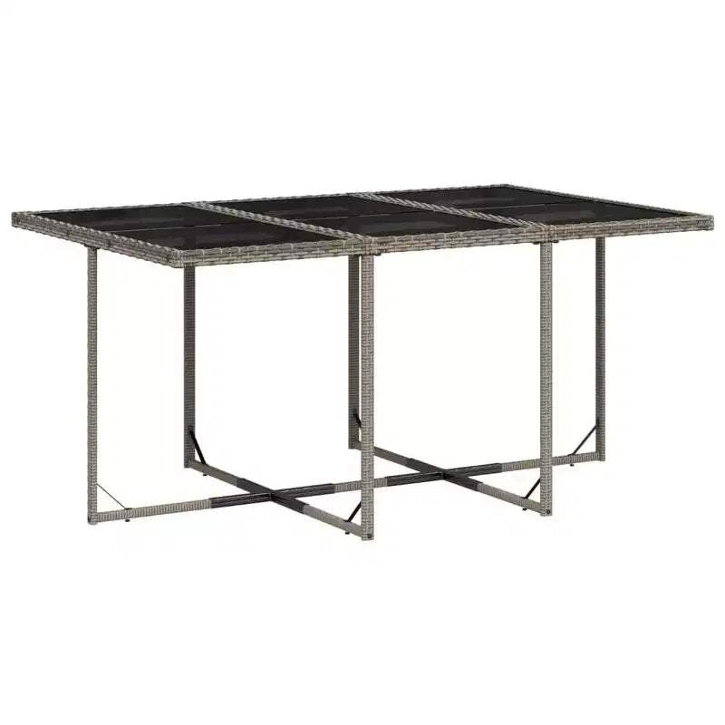 Set da pranzo per patio vidaXL con cuscini - Set da 11 pezzi in polyrattan grigio per giardino, tavolo e sedie da esterno, salvaspazio, piano in vetro temperato