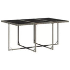 Set da pranzo per patio vidaXL con cuscini - Set da 11 pezzi in polyrattan grigio per giardino, tavolo e sedie da esterno, salvaspazio, piano in vetro temperato