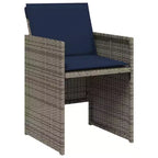 Set da pranzo per patio vidaXL con cuscini - Set da 11 pezzi in polyrattan grigio per giardino, tavolo e sedie da esterno, salvaspazio, piano in vetro temperato