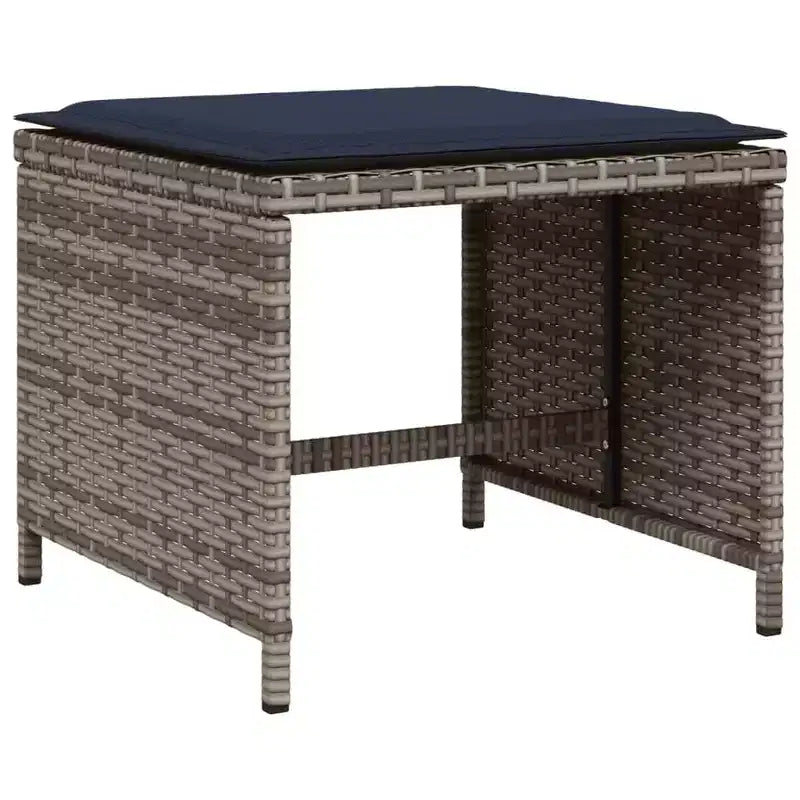 Set da pranzo per patio vidaXL con cuscini - Set da 11 pezzi in polyrattan grigio per giardino, tavolo e sedie da esterno, salvaspazio, piano in vetro temperato