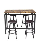 Set da 5 pezzi Homy Casa, tavolo da bar e sgabelli industriali, set da pranzo moderno ad altezza bancone, marrone rustico e nero