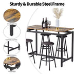 Set da 5 pezzi Homy Casa, tavolo da bar e sgabelli industriali, set da pranzo moderno ad altezza bancone, marrone rustico e nero