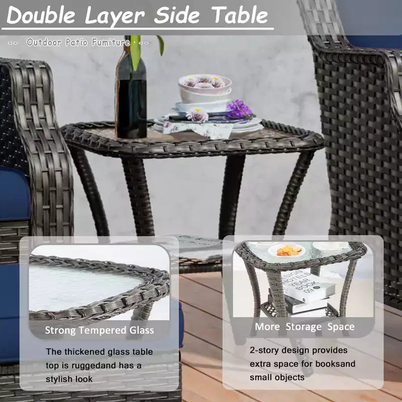 UPTIOT Set da 6 pezzi di mobili da giardino in vimini per esterni, sedie in rattan, set in vimini