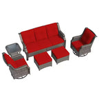 UPTIOT Set da 6 pezzi di mobili da giardino in vimini per esterni, sedie in rattan, set in vimini