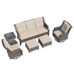 UPTIOT Set da 6 pezzi di mobili da giardino in vimini per esterni, sedie in rattan, set in vimini