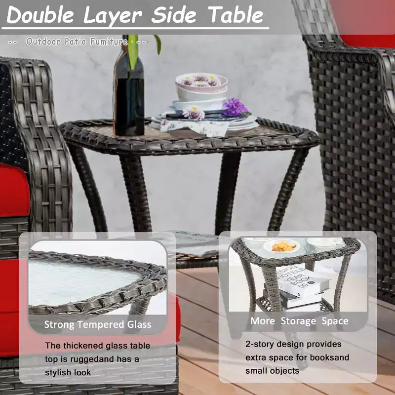UPTIOT Set da 6 pezzi di mobili da giardino in vimini per esterni, sedie in rattan, set in vimini