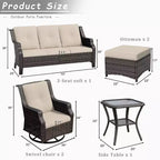 UPTIOT Set da 6 pezzi di mobili da giardino in vimini per esterni, sedie in rattan, set in vimini