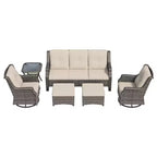 UPTIOT 6-Pieces Wicker Outdoor Patio Furniture Set Rattan Chair Wicker Set