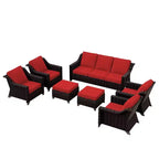 Set da conversazione da esterno in vimini e rattan da 7 pezzi UPTIOT