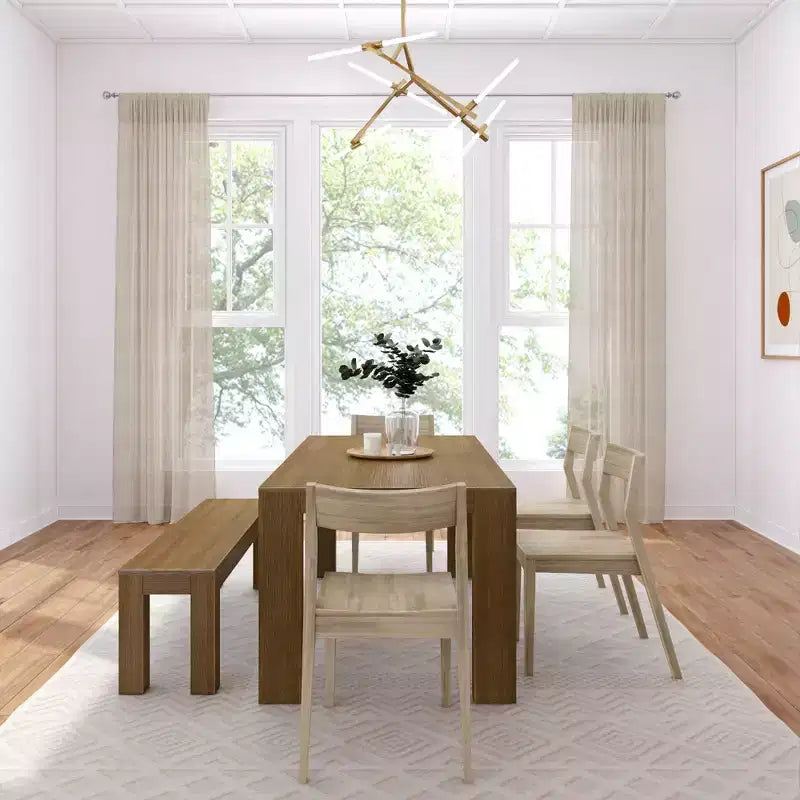 Set tavolo da pranzo moderno da 72" in legno massello con panca + 4 sedie
