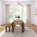 Set tavolo da pranzo moderno da 72" in legno massello con panca + 4 sedie