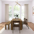Set tavolo da pranzo moderno da 72" in legno massello con panca + 4 sedie