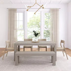 Set tavolo da pranzo moderno da 72" in legno massello con panca + 4 sedie