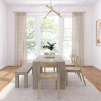 Set tavolo da pranzo moderno da 72" in legno massello con panca + 4 sedie