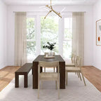 Set tavolo da pranzo moderno da 72" in legno massello con panca + 4 sedie