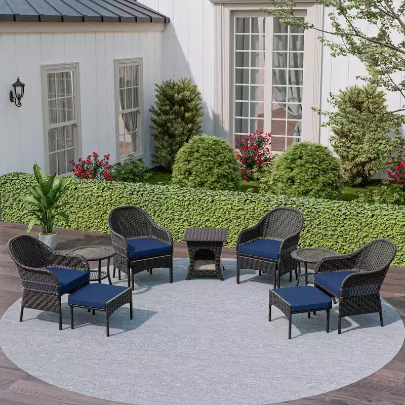 Set da conversazione per patio da esterno in vimini UPTIOT da 11 pezzi