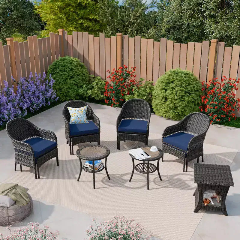 Set da conversazione per patio da esterno in vimini UPTIOT da 11 pezzi