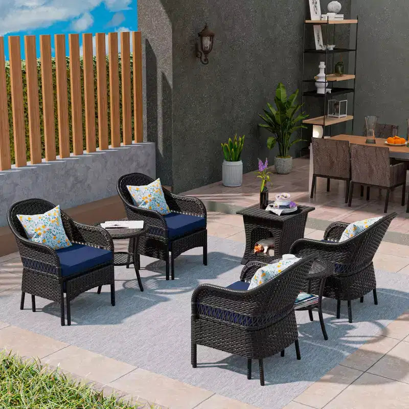 Set da conversazione per patio da esterno in vimini UPTIOT da 11 pezzi
