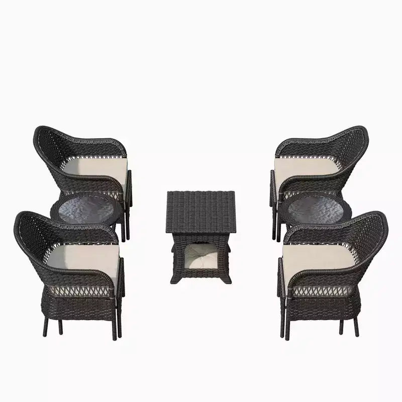 Set da conversazione per patio da esterno in vimini UPTIOT da 11 pezzi