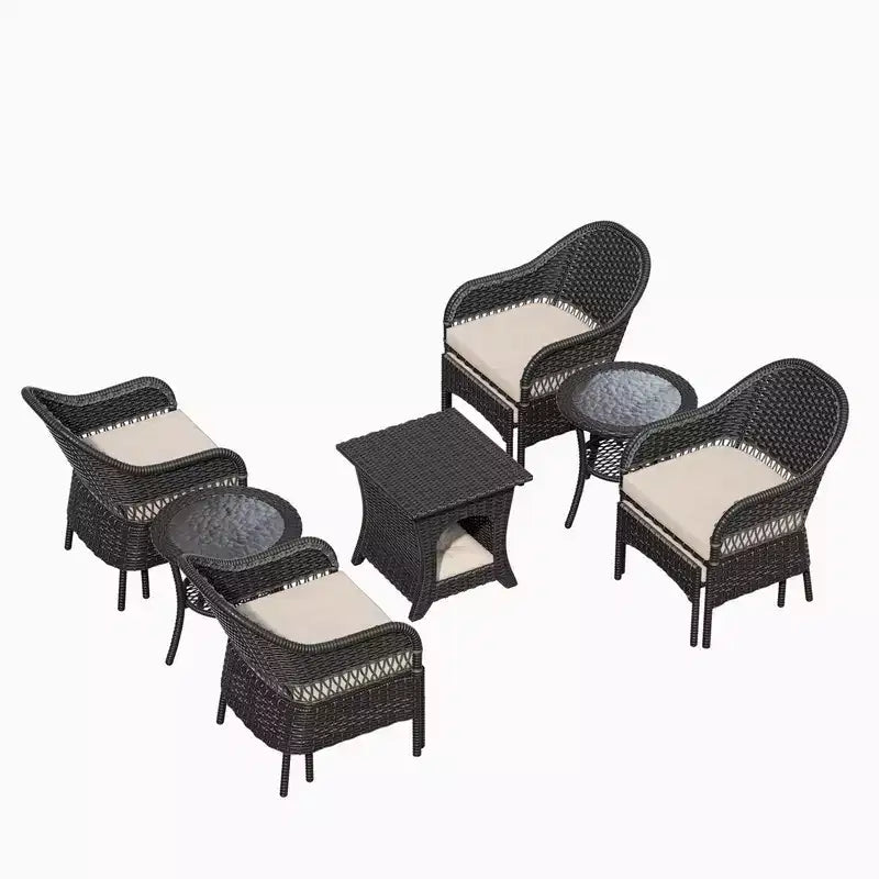 Set da conversazione per patio da esterno in vimini UPTIOT da 11 pezzi