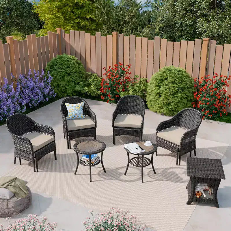 Set da conversazione per patio da esterno in vimini UPTIOT da 11 pezzi