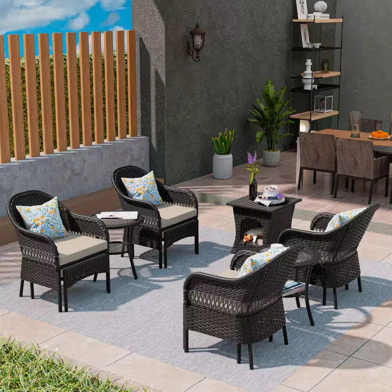 Set da conversazione per patio da esterno in vimini UPTIOT da 11 pezzi