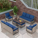 Set da conversazione per patio esterno in vimini UPTIOT da 7 pezzi