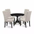 5-Piece Wire Brushed Black Finish Solid Wood Top Dining table with 4 Chairs with
