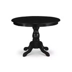 Set da pranzo 5 pezzi con tavolo con piano in legno massello con finitura nera spazzolata e 4 sedie con