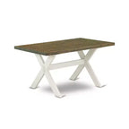 Tavolo da Pranzo HomeStock 7 Pezzi in Legno Massello Finitura Bianco Lino Spazzolato con 6 Sedie
