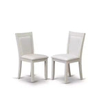Tavolo da Pranzo HomeStock 7 Pezzi in Legno Massello Finitura Bianco Lino Spazzolato con 6 Sedie