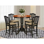 Set 3 pezzi da pranzo per cucina, tavolo e sedie – Tavolo rotondo con piedistallo e 4 sedie
