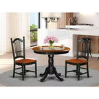 Set da tavolo da cucina 3 pezzi rotondo con sedie in legno finitura nero ciliegia
