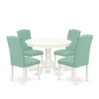Dinette Set 5Pc Round Table & Chairs - 42 Inch Kitchen Table Set PU Leather Pond Finish