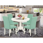 Set da pranzo 5 pezzi tavolo e sedie rotondi - Set tavolo da cucina 42 pollici in pelle PU finitura Pond