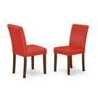 Set tavolo da cucina rotondo 42 pollici - Set 3 pezzi tavolo e sedie - Sedie Parsons in similpelle - Rosso mattone