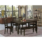 Set da pranzo 6 pezzi - Tavolo rettangolare e 4 sedie con panca - Finitura Cappuccino - Tavolo 54/66
