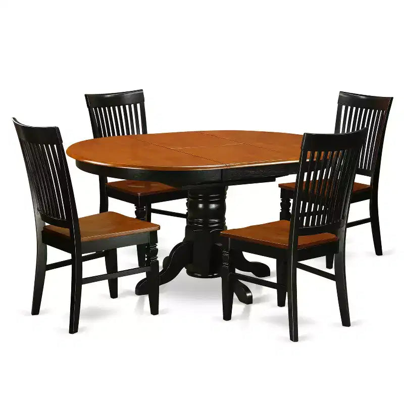 Set da pranzo toscano 5 pezzi - Tavolo ovale e 4 sedie - Finitura ciliegio nero - Set tavolo da cucina