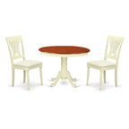 HomeStock 3-Piece Buttermilk and Cherry Finish Solid Wood Top Dining Table with 2 Chairs