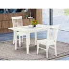 Moderno set da pranzo da cucina di 3 pezzi con 2 sedie - Tavolo e sedie da pranzo bianchi in lino