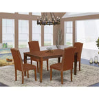Set da pranzo toscano - Tavolo rettangolare e 4 sedie - Ecopelle marrone - Tavolo da 60 - Home Stock