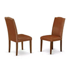 Set da pranzo toscano - Tavolo rettangolare e 4 sedie - Ecopelle marrone - Tavolo da 60 - Home Stock
