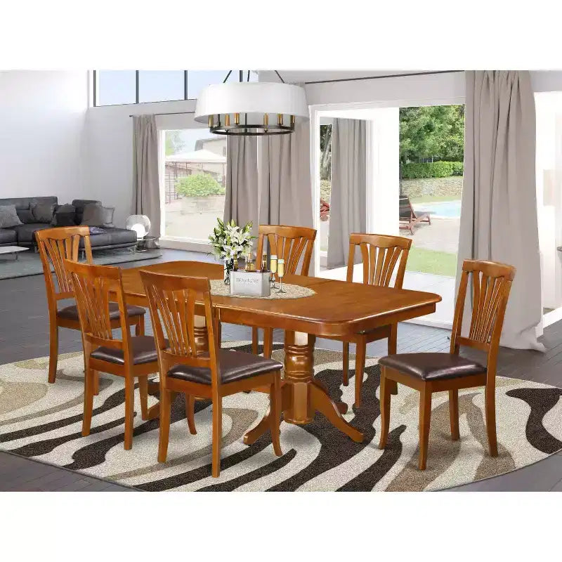 Set da cucina rustico - Set tavolo e sedie da 7 pezzi - Tavolo rettangolare 40x78 pollici