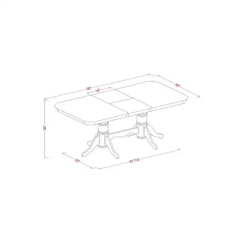 Set da cucina rustico - Set tavolo e sedie da 7 pezzi - Tavolo rettangolare 40x78 pollici