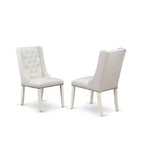 Set da pranzo HomeStock da 7 pezzi, tavolo in legno massello con finitura lino bianco e 6 sedie Parson