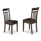 Set da pranzo HomeStock composto da tavolo rotondo con piano in legno massello color cappuccino e 2 sedie, 3 pezzi