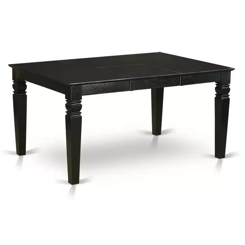 Set da pranzo HomeStock 7 pezzi con tavolo in legno massello finitura nera e 6 sedie Parson